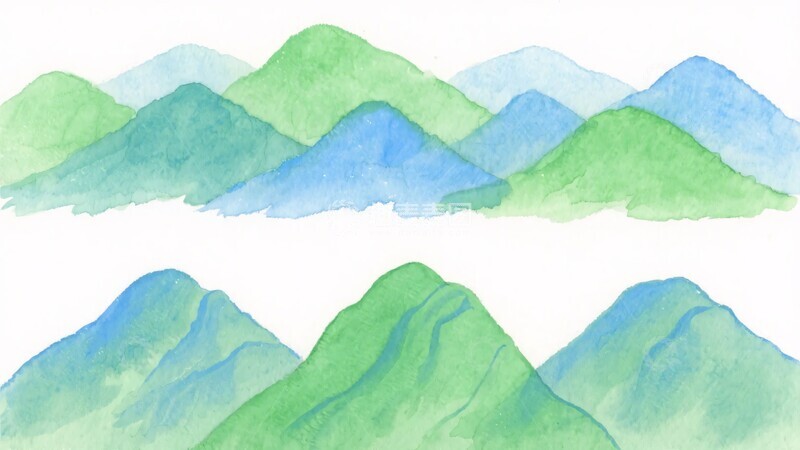 高清大图下载【趣麦麦图】-水彩风格连绵群山插画918