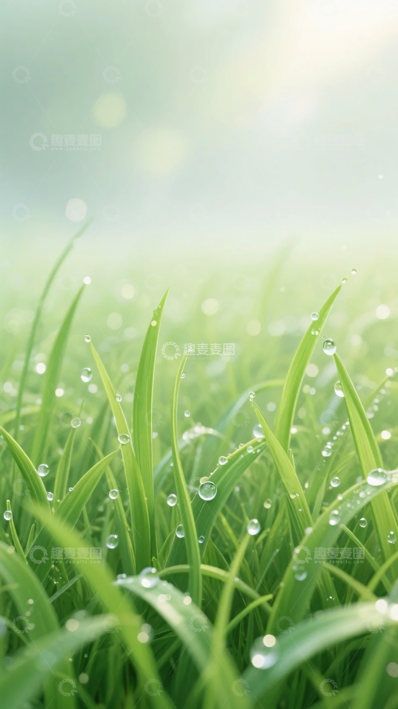 高清大图下载【趣麦麦图】-带露珠的嫩绿青草画面679