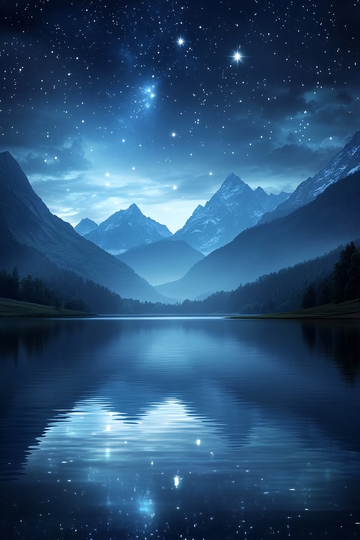 星空下的山水湖泊美景016