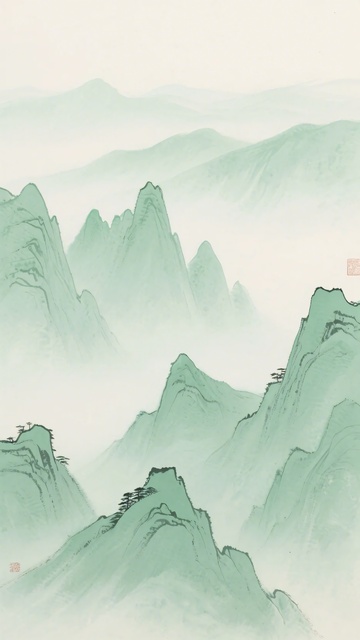 水墨风格青绿群山图805