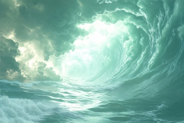 汹涌海浪中的光芒景象307