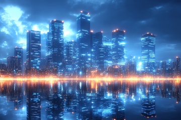 夜景城市灯光倒影景象135