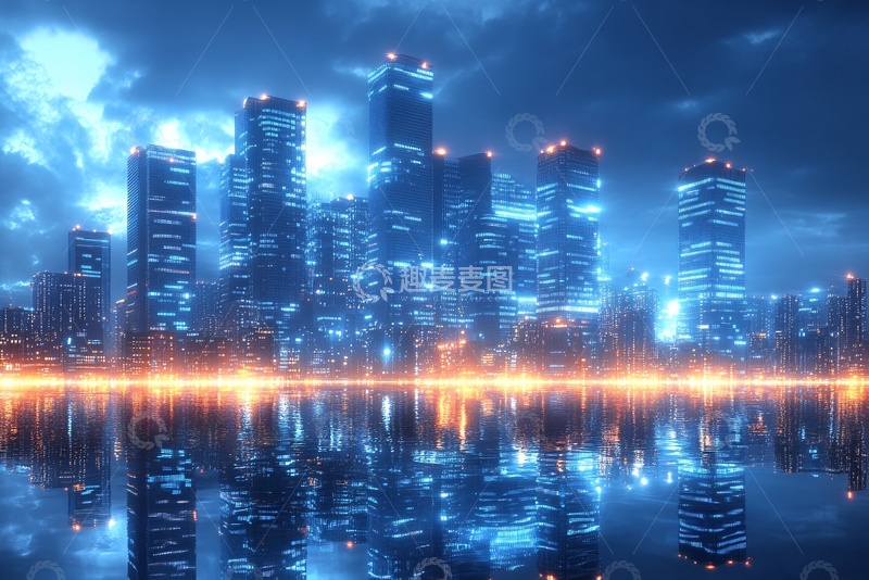 高清大图下载【趣麦麦图】-夜景城市灯光倒影景象135