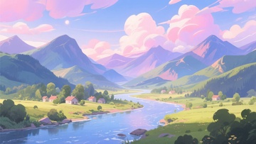 梦幻唯美的山间河谷风景695