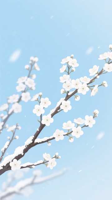 蓝天背景下的白色花枝939