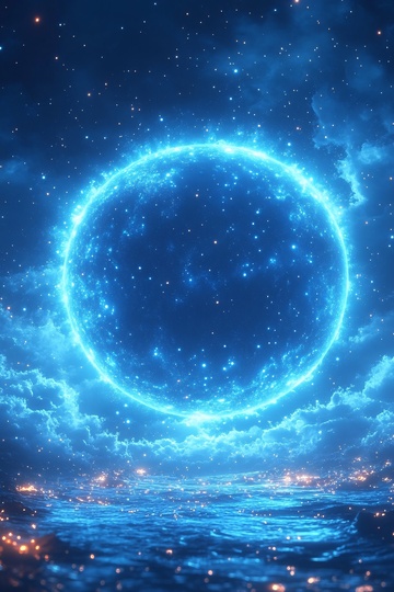 梦幻蓝色星空圆环插画570