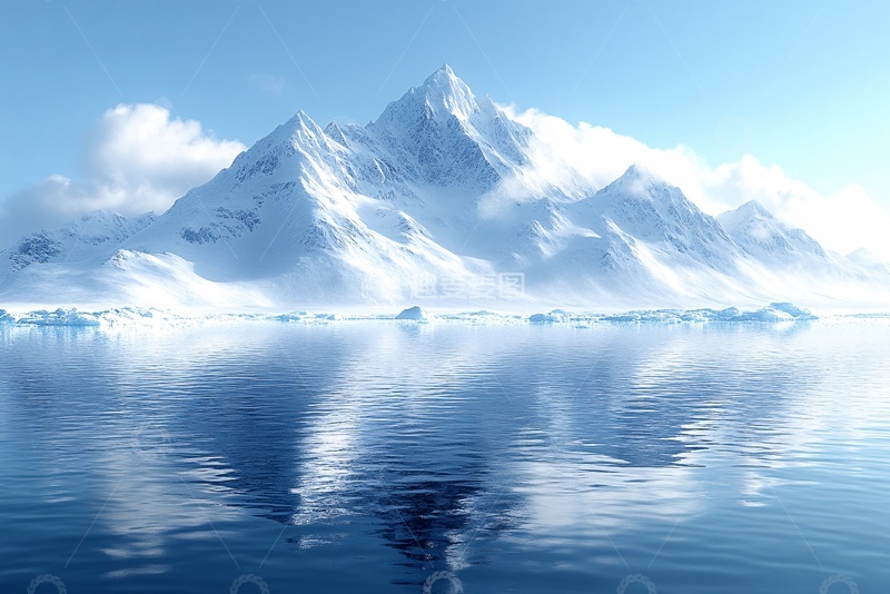 高清大图下载【趣麦麦图】壮丽雪山与平静湖面景观496