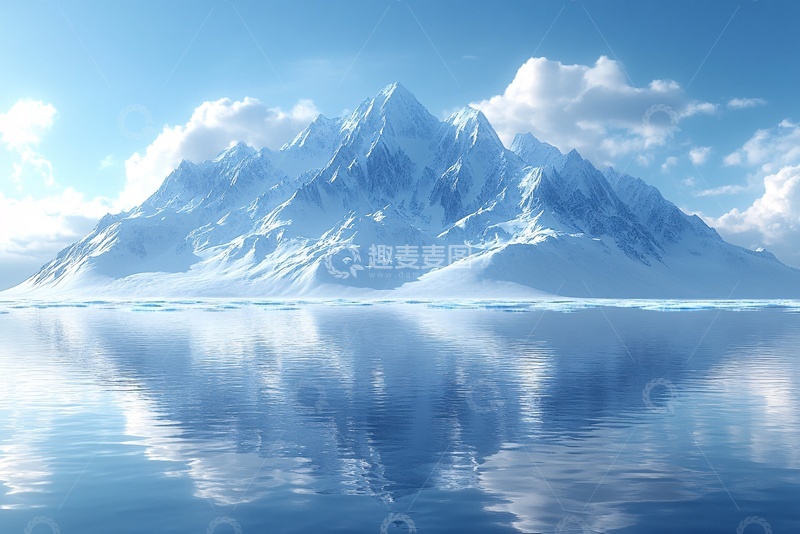 高清大图下载【趣麦麦图】壮丽雪山与平静湖面景象707