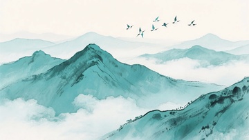 水墨群山飞鸟图162