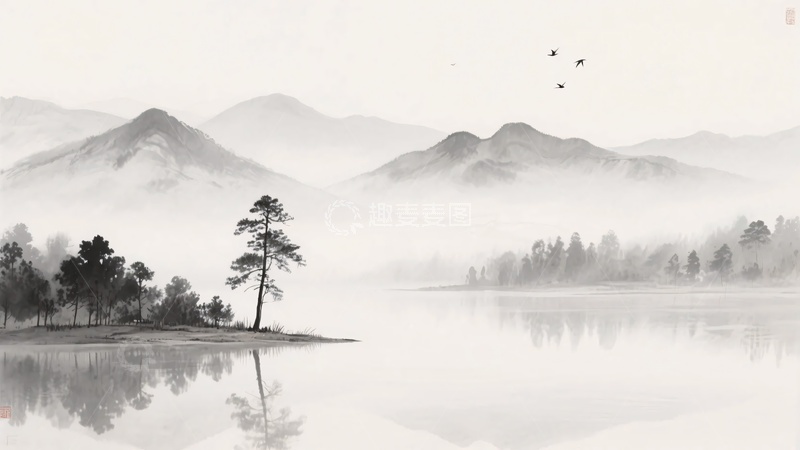 高清大图下载【趣麦麦图】水墨山水意境图494