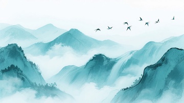 水墨风格群山飞鸟图229