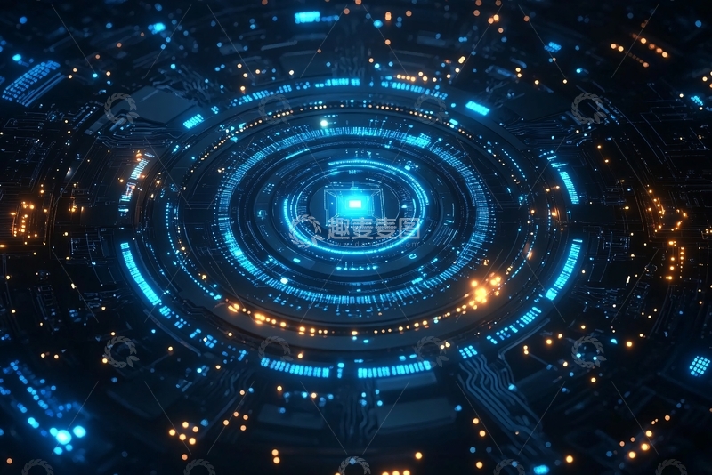 高清大图下载【趣麦麦图】-科技感蓝色环形光影背景859