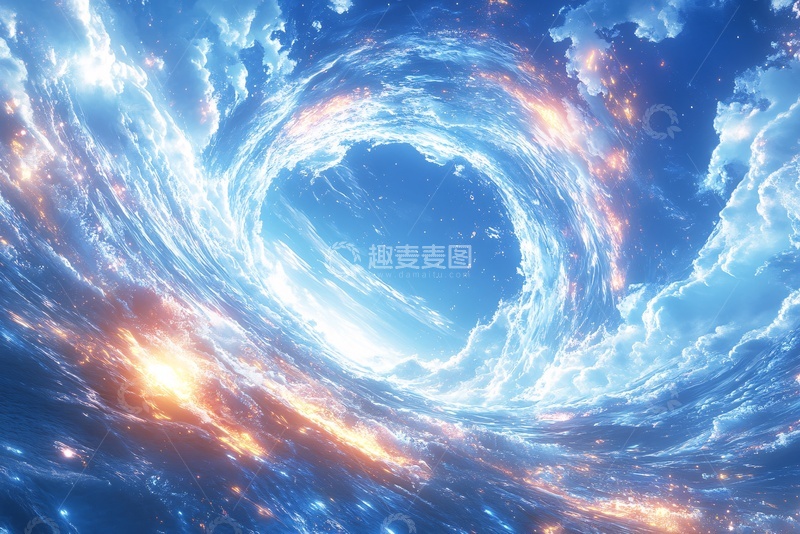 高清大图下载【趣麦麦图】梦幻蓝色旋涡天空景象328