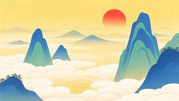 日出时分的壮丽群山插画775