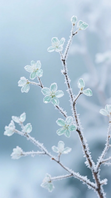覆霜花枝特写509