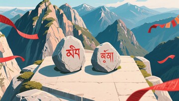 山峰上刻有文字的石头景观900