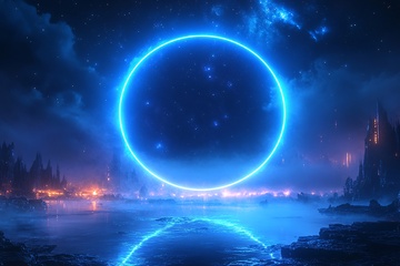 梦幻蓝色光环科幻风景图456