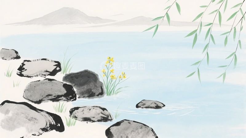 高清大图下载【趣麦麦图】-水墨风山水风景插画362