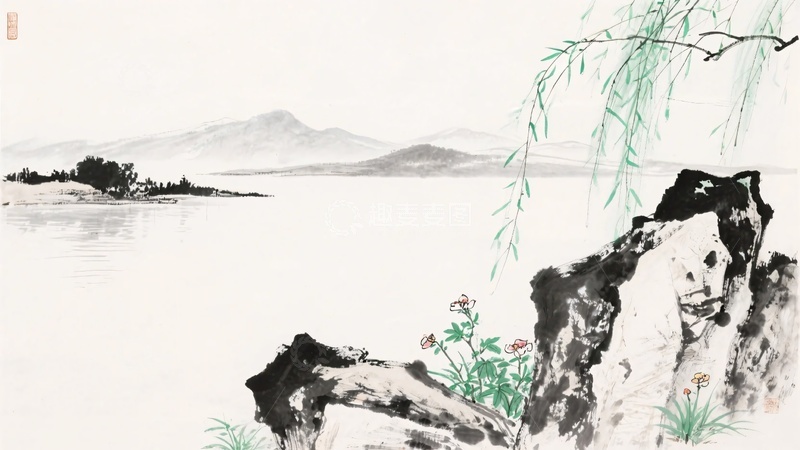 高清大图下载【趣麦麦图】-水墨山水写意画057