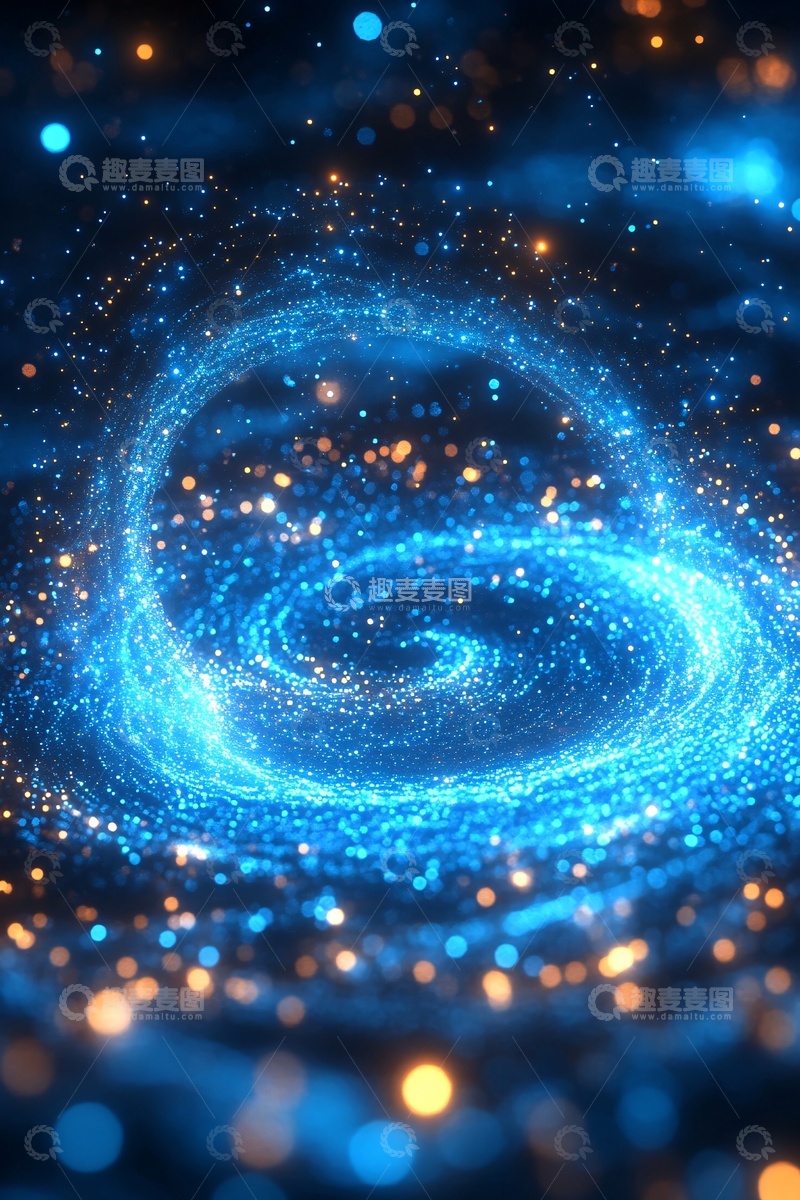 高清大图下载【趣麦麦图】梦幻蓝色旋涡星空景象425