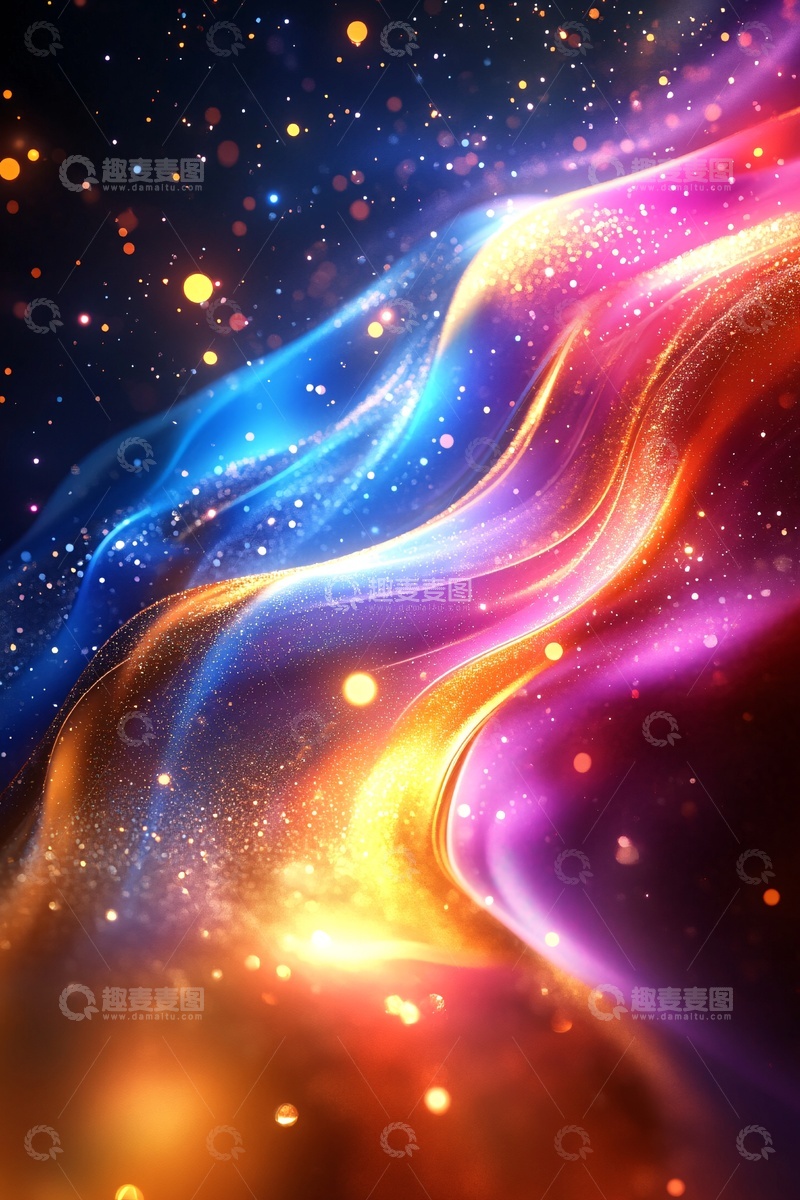 高清大图下载【趣麦麦图】-绚丽多彩的梦幻星云背景956