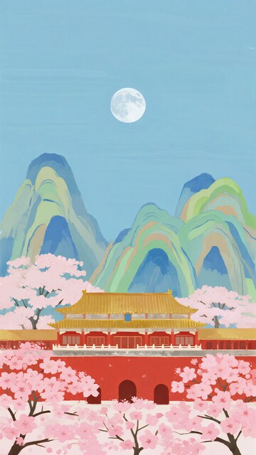月下故宫与烂漫樱花美景947