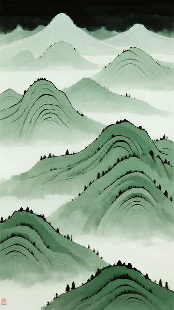 水墨风格连绵群山图265
