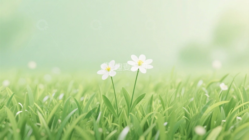 高清大图下载【趣麦麦图】草地上的两朵小白花218