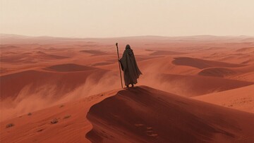 沙漠中持杖站立的神秘人物800