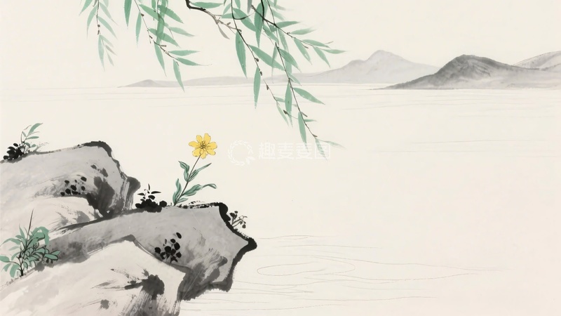 高清大图下载【趣麦麦图】-中式山水花草插画画面784