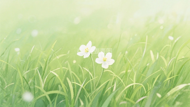 高清大图下载【趣麦麦图】草地上的两朵小白花748