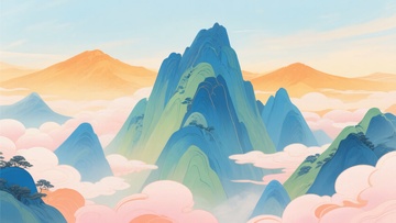 梦幻云端群山插画334