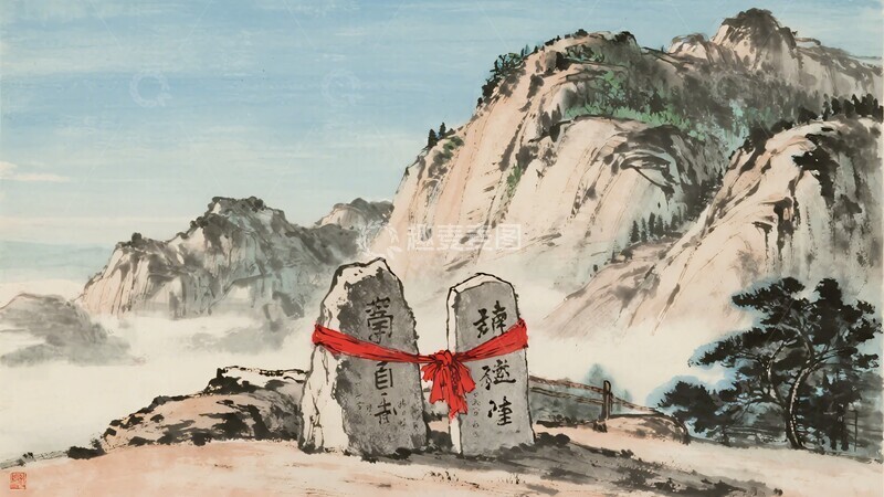 高清大图下载【趣麦麦图】-山间立碑风景图286