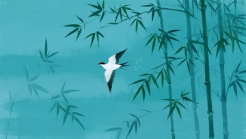 翠竹间飞鸟的唯美画面418