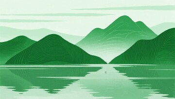 青绿山水风光插画298