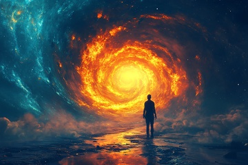 人立于宇宙漩涡前的奇幻景象276