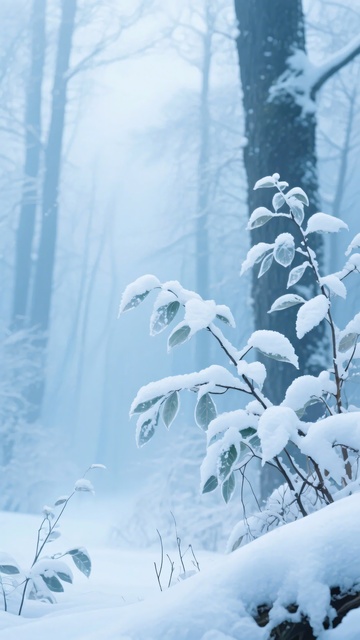 冬日雪景中的树林景象897