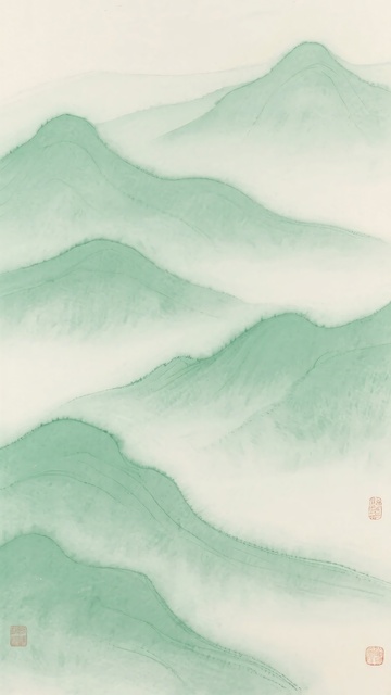水墨风格青绿山峦图333