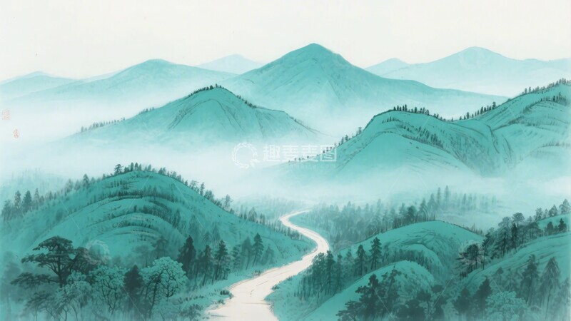 高清大图下载【趣麦麦图】-山间蜿蜒小路的青绿风景797