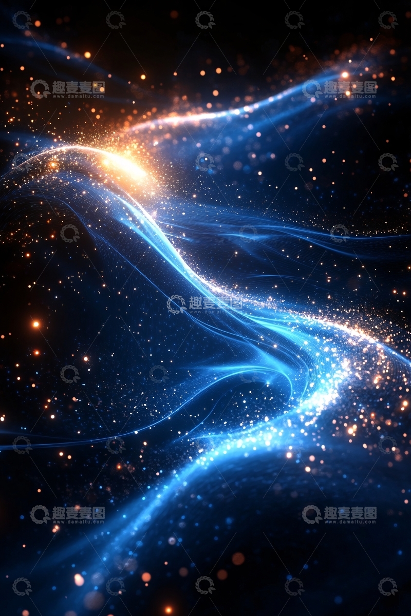 高清大图下载【趣麦麦图】-蓝色流光动感星空背景480