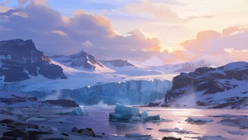 梦幻冰川雪山黄昏美景868