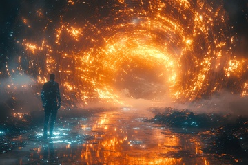 人立于奇幻发光漩涡前466