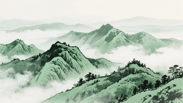 水墨风格青山云雾美景454