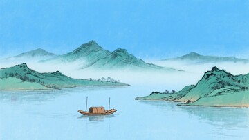山水间的孤舟风景806