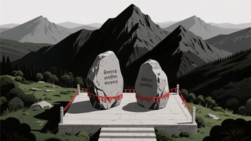 山间石碑场景插画481