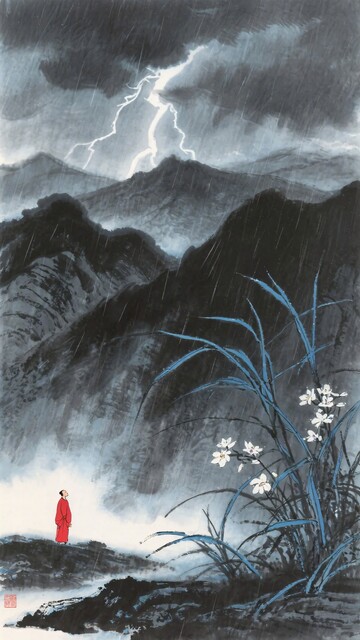 山间红衣人遇雷电场景131