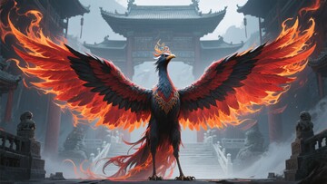 展翅凤凰于古风建筑前802