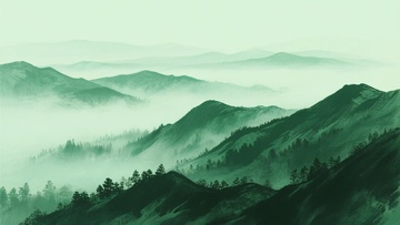 水墨风格群山云雾景象885