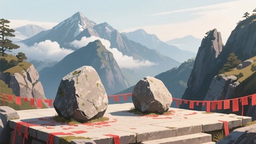 山间平台双巨石风景画面252