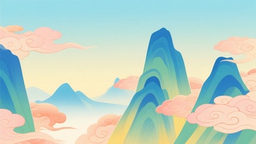 梦幻国风山川云海插画693